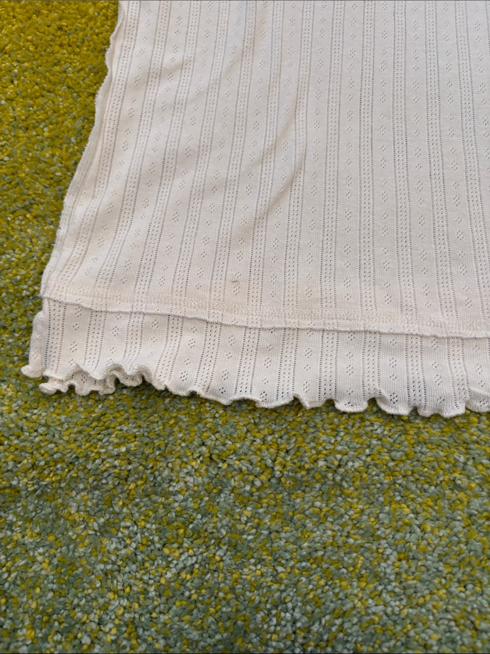 We The Free Cream Ruffled Neck Ribbed Top with Embroidered Detail - Picture 9 of 12